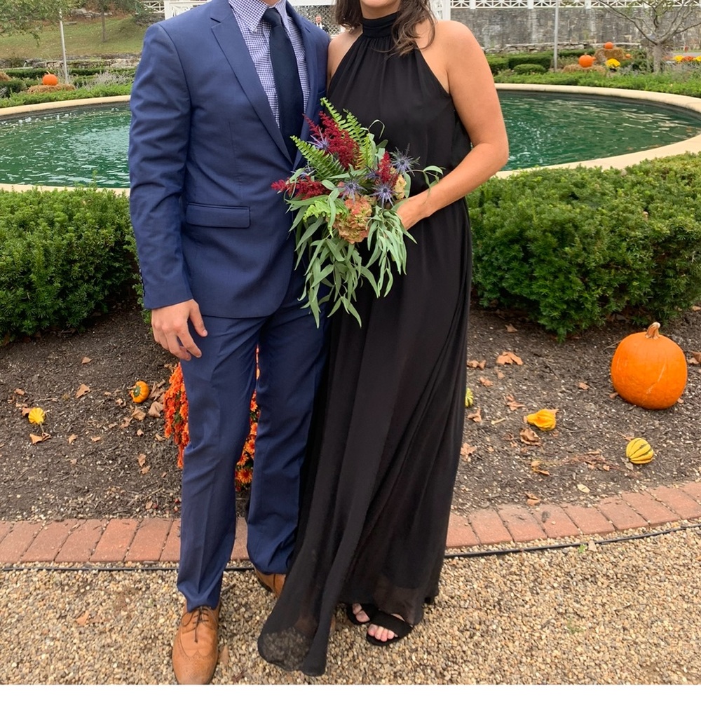 Levkoff black bridesmaids dress